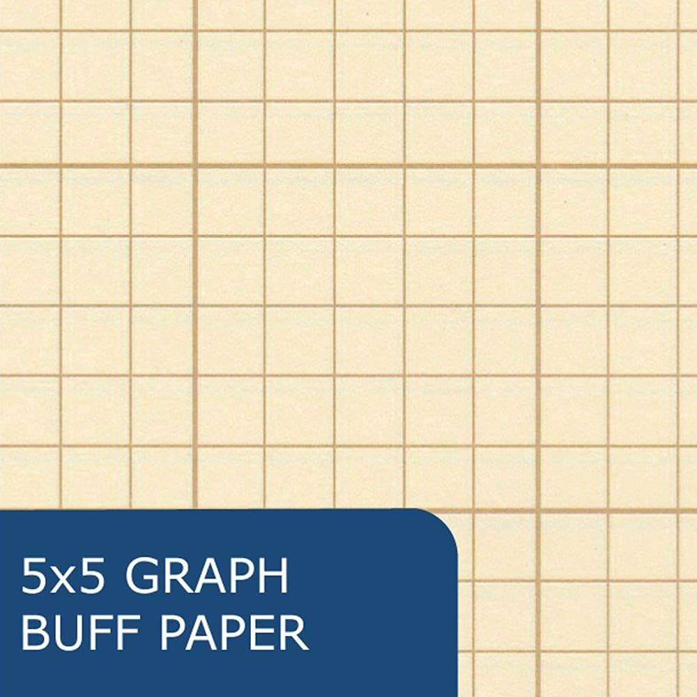 ROARING SPRING Graph Ruled Engineering Pad, Engineering Graph Paper Pad, 5x5 Enclosed Grid, 8.5" x 11", 100 Sheets, 3 Hole Punched, Buff Tinted Sheets, Made in USA