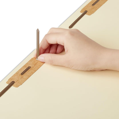 Staples Reinforced End‑Tab Classification Folders, Letter Size, Manila, Durable 2‑Fastener Design – 100/Carton