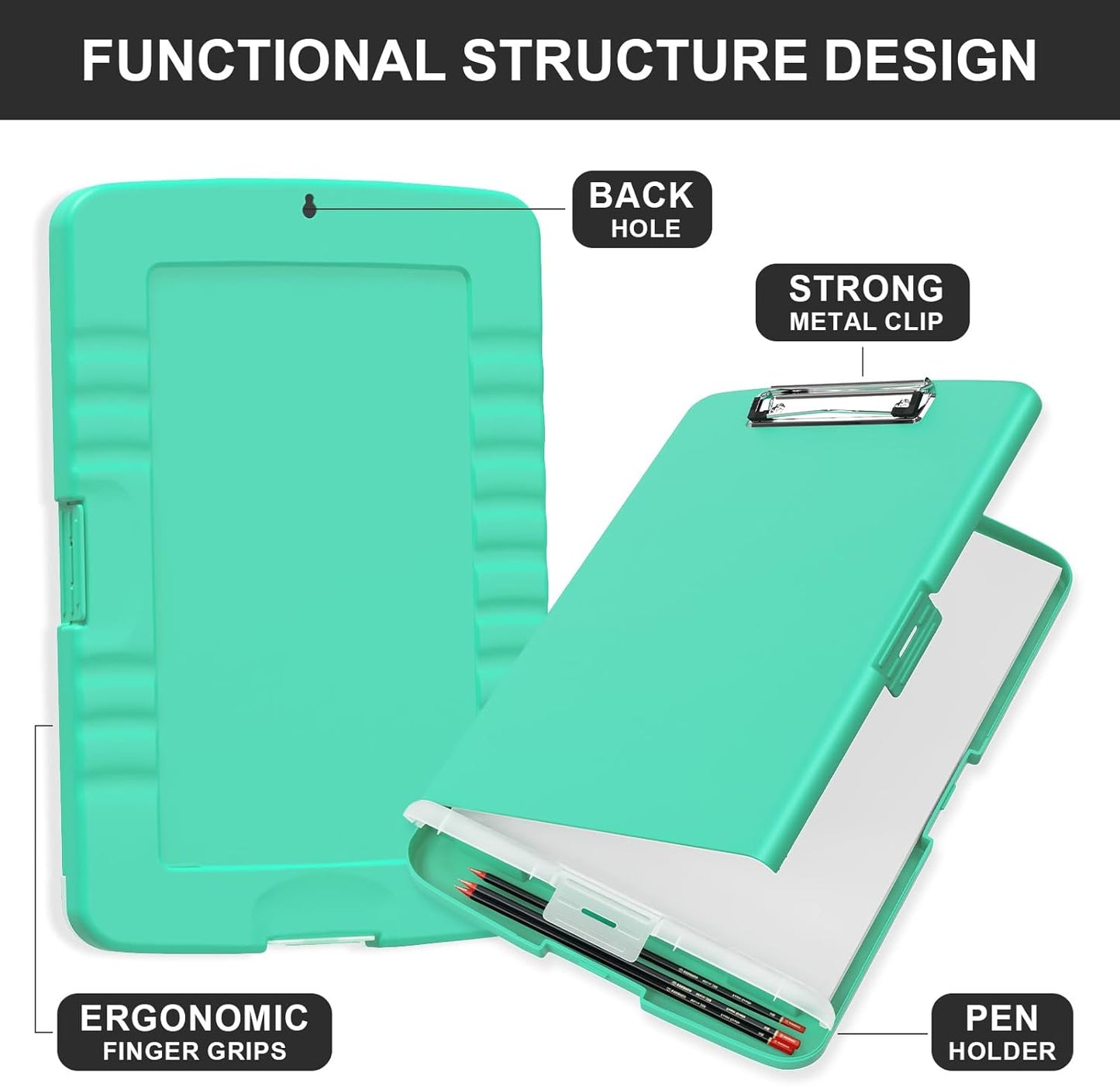 Plastic Clipboard with Storage, 8.5 x 11 Storage Organization Box Side-Opening, Heavy Duty Clip Board with Pen Holder and Paper Folder for Nurses, Teachers, Office & School Supply, Orange