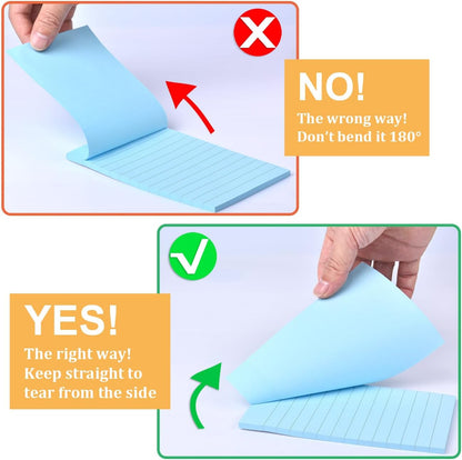 12 Pack Lined Sticky Notes 4x6 in Bright Colors Self-Stick Note Pads with Lines, Colorful Bulk Sticky Memo Pad for School, Office, Meeting