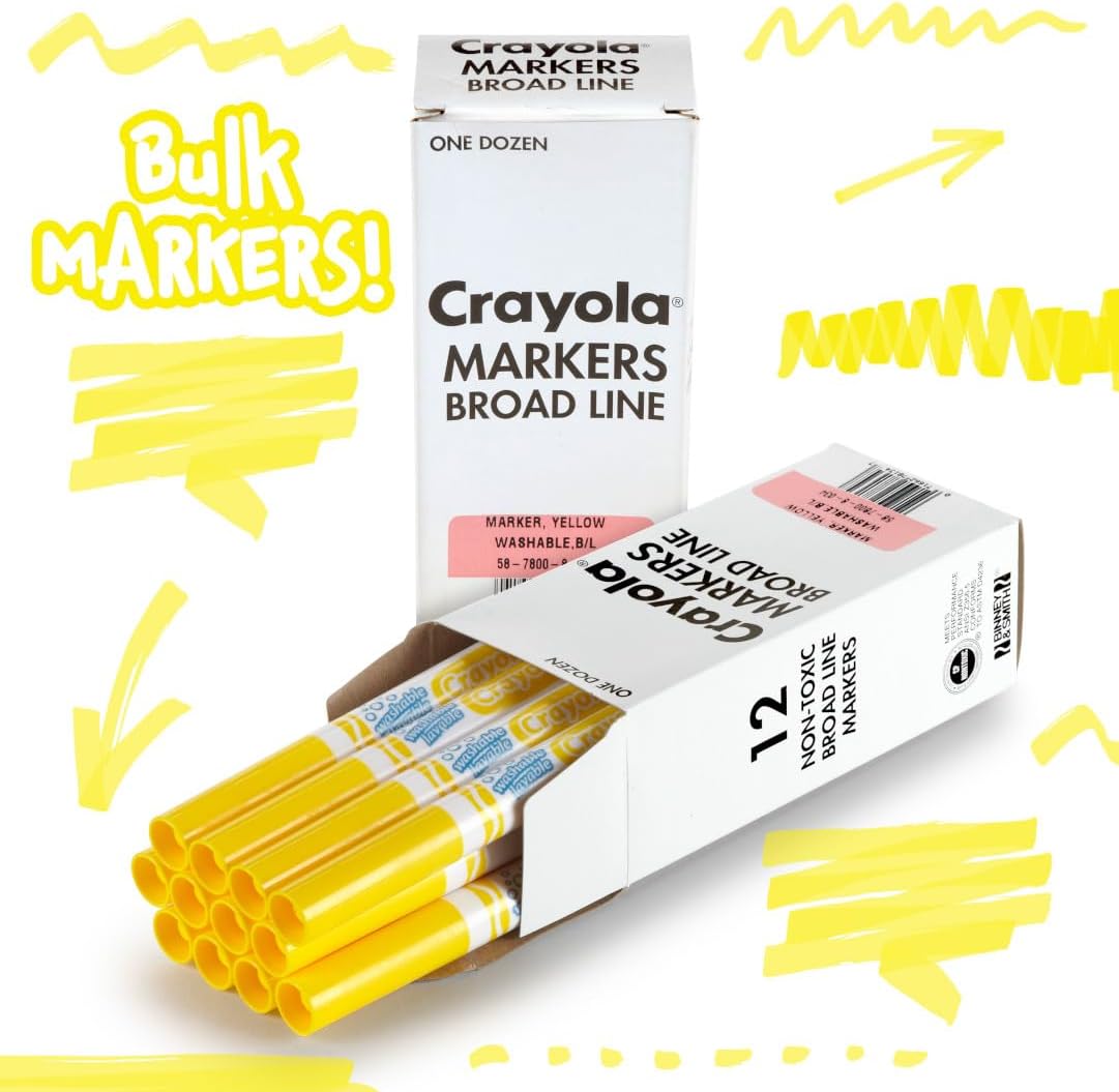 Crayola Washable Markers for Kids - Black (12ct), Bulk Broad Line Markers for School, Classroom Essentials, Teacher Classroom Must Haves for Elementary School