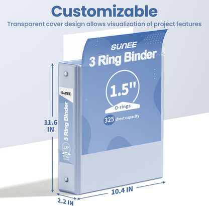 SUNEE 3 Ring Binder 3 Inch 1 Pack, Clear View Binder Three Ring PVC-Free (Fit 8.5x11 Inches) for School or Office Supplies, Pink