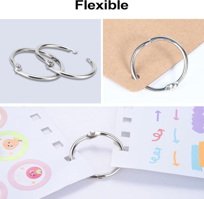 Decymis 50 Pack Binder Rings 1 Inch, Loose Leaf Binder Rings for Index Cards, Metal Steel Paper Rings, Small Binder Rings, Office Metal Book Rings, Sturdy Binder Rings, Keychain Key Rings Metal