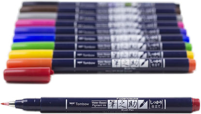 Tombow 62038 Fudenosuke Brush Pen, 2-Pack. Soft and Hard Tip Fudenosuke Brush Pens for Calligraphy and Art Drawings