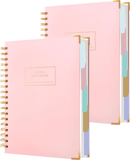 Hardcover Spiral Notebook with Tabs 8"x10" Large Spiral Lined Journals for Women with Dividers 240 Pages College Ruled Composition Notebook 5 Subject Notebook for Work, Back to School, Gifts, Purple