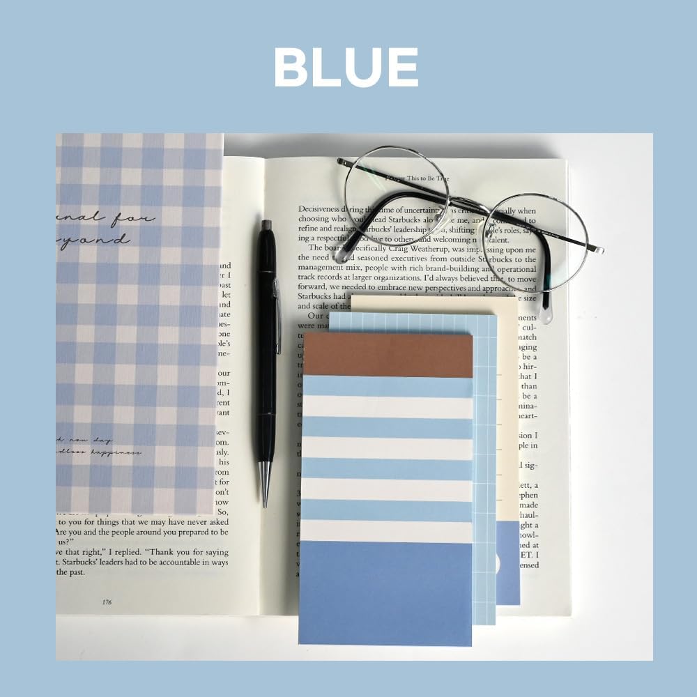 Monolike Memopad Memories design B SET - 4 Packs, 4 Different Designs, 100 Sheets Per Pad, Total 400 Sheets, Note pads, Writing pads, 3.15 x 4.17 Inches