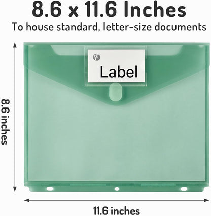 Forvencer Binder Pocket, 10 Pack Super Heavyweight Plastic Folders with Tight Closure, Binder Folders Side Loading, 3 Ring Binder Pocket, Binder Dividers with Pockets, Letter Size, Pastels Series