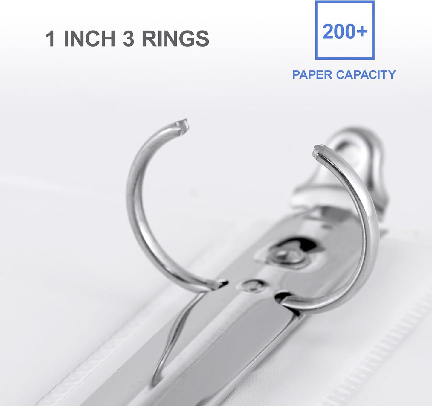 3 Ring Binder 1-1/2 Inch, ViVin Sturdy 1.5"-Round Ring Binder with 2 Interior Pockets, Clear View Cover, PVC-Free, Fits 300 Sheets of 8.5'' x 11'' Paper, Office Home School (6 Pack, White)