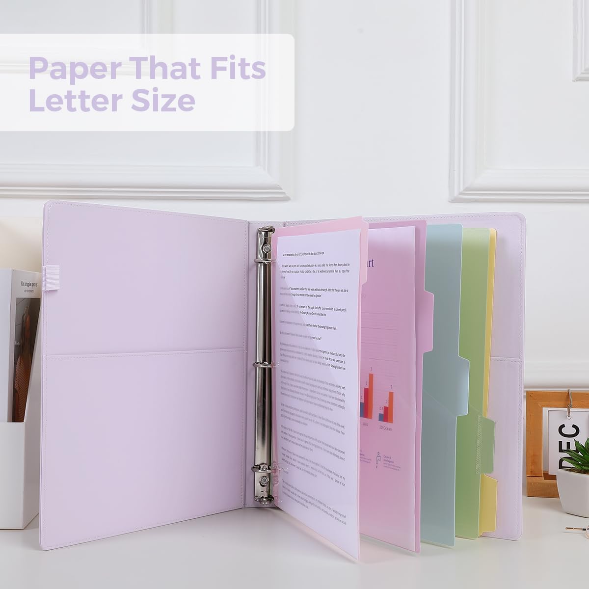 SKYDUE 3 Ring Binder with Clipboard,1 Inch Binder, 13.2" × 10.2" PU Clipboard Binder with Notepad & 5 Dividers with 5 Pockets, Labels, Clipboard Folder Great for School Office(Fit Letter Sized Paper)