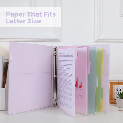 SKYDUE 3 Ring Binder with Clipboard,1 Inch Binder, 13.2" × 10.2" PU Clipboard Binder with Notepad & 5 Dividers with 5 Pockets, Labels, Clipboard Folder Great for School Office(Fit Letter Sized Paper)