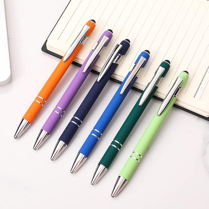 Oddmoal Ballpoint Pen with Stylus Tip, Soft Touch Click Metal Pen, 1.0mm Medium Point, Black Ink, 12 Count(Black)