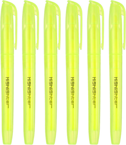 PATIKIL Blue Highlighter, 6 Pack High Lighters No Bleeds Highliters Pens Neon Clear View Bright Quick Dry Pocket Marker Pen Sticks Chisel Tip Cute for Books Office Adults, Transparent