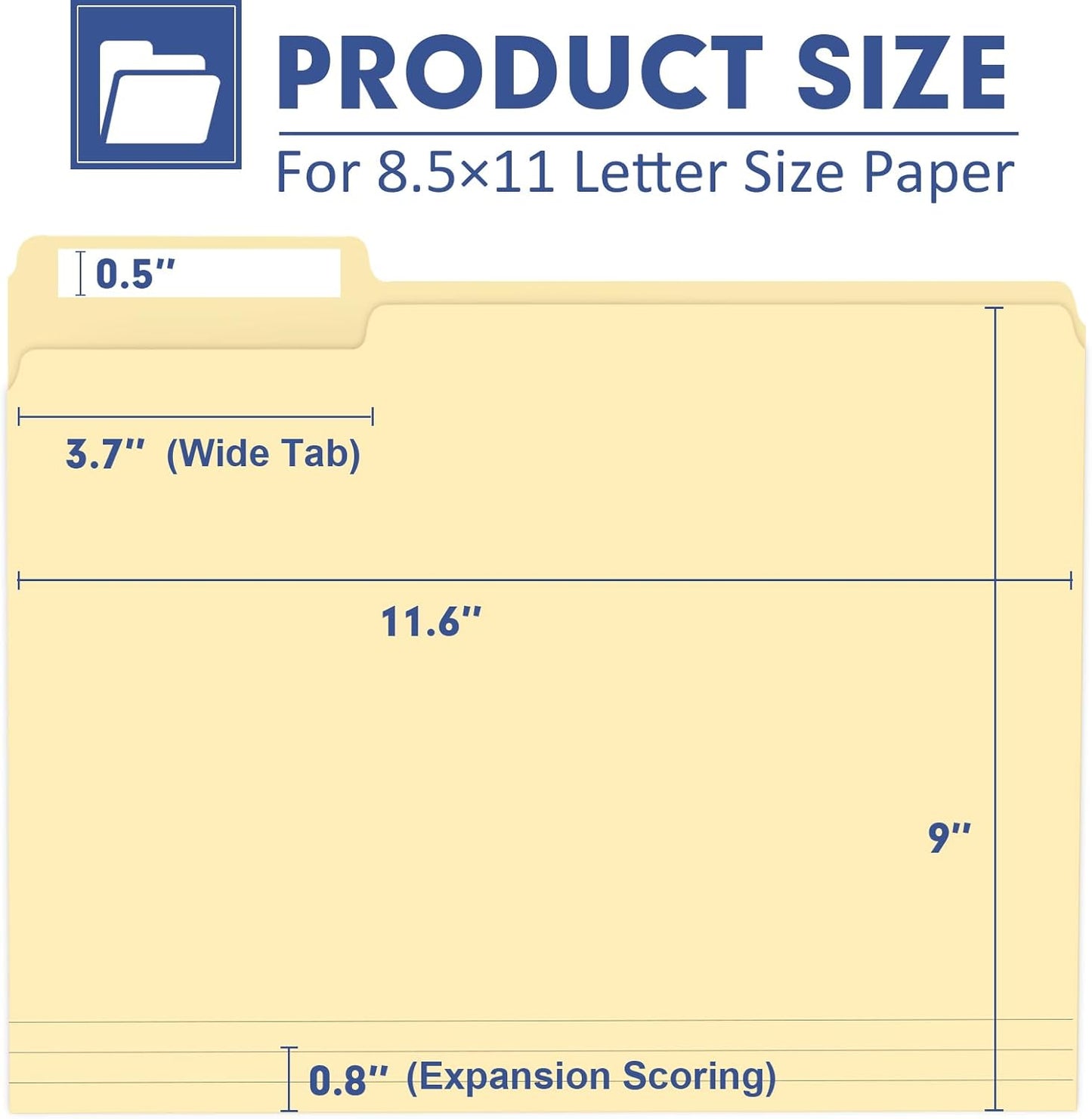 File Folder, PANDRI 30 Pack File Folder, 1/3 Cut Tab, Letter Size, Filing Folder for Office School Business, Manila