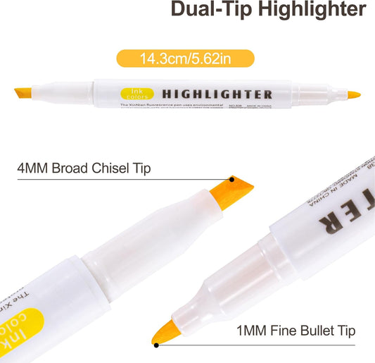 30 Count Dual-Tip Highlighters, 30 Pastel Colors Fine & Bold Tip, Quick-Dry Non-Bleeding Highlighter Markers for Bible Journaling,School,Office,Notes(30 colors highlighters - (Starry Sky+Color))