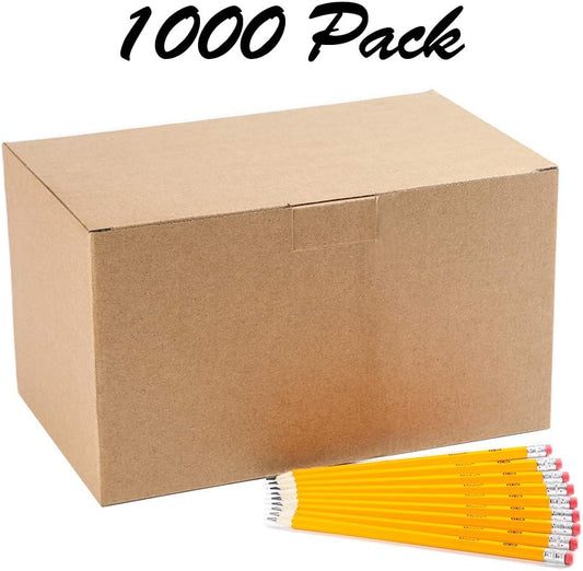 Madisi Wood-Cased #2 HB Pencils, Yellow, Pre-sharpened, Bulk Pack, 1000 pencils