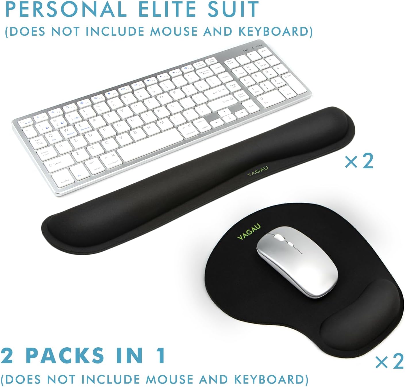 VAGAU Premium Keyboard Wrist Rest and Mouse Pad Wrist Support, Ergonomic Memory Foam Set for Office, Laptop, Mac, Computer and Gaming, Comfortable Typing &Wrist Pain Relief (2 Pack)