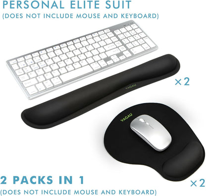 VAGAU Premium Keyboard Wrist Rest and Mouse Pad Wrist Support, Ergonomic Memory Foam Set for Office, Laptop, Mac, Computer and Gaming, Comfortable Typing &Wrist Pain Relief (2 Pack)