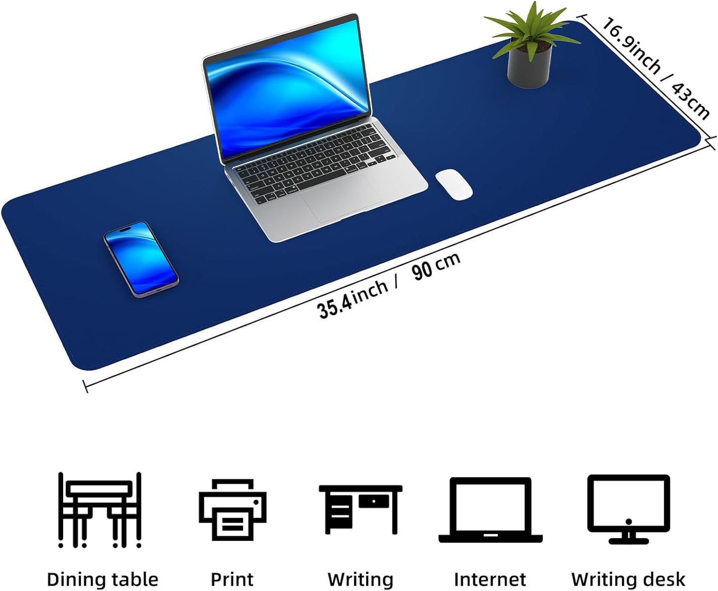 Large Desk Mat 47.2" x 17" Leather Desk Pad Protector with Natural Cork & PU Leather, Non-Slip Office Desk Mat, Large Mouse Pad, Waterproof Desk Blotter pad for Office&Home(Black)