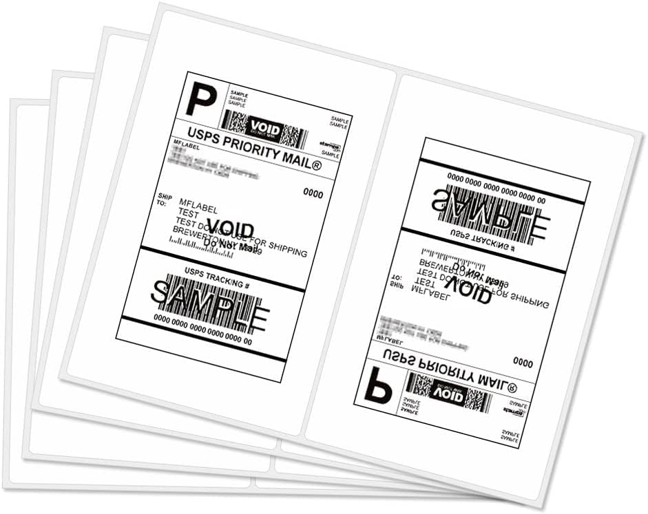 MFLABEL Half Sheet Shipping Labels - 200 Self Adhesive Sticker Sheets for Laser & Inkjet Printers, Waterproof & Smudge-Free, with 12 Free Fragile Labels for Packaging, Shipping and Crafting - Colors A
