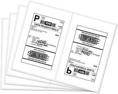 MFLABEL Half Sheet Shipping Labels - 200 Self Adhesive Sticker Sheets for Laser & Inkjet Printers, Waterproof & Smudge-Free, with 12 Free Fragile Labels for Packaging, Shipping and Crafting - Colors A