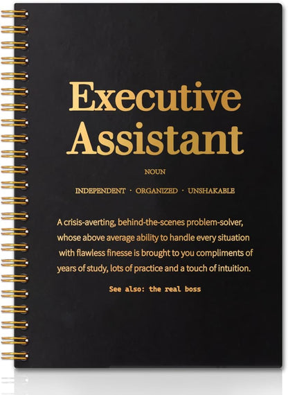 Executive Assistant Gold Foil Hardcover 160 Pages Spiral Notebooks, Inspirational Gift for Executive Assistant, Administrative Assistant Gift, Thank You Thanksgiving Gift for Coworkers