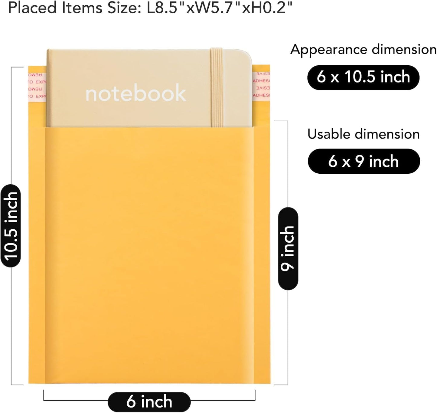 Fuxury Kraft Bubble Mailer 4x8” 50Pack Padded Envelopes Usable Size 4x7" Strong Adhesion Thick Bubble Envelopes Waterproof Cushioned Bubble Mailers Packaging for Small Business #000 Yellow