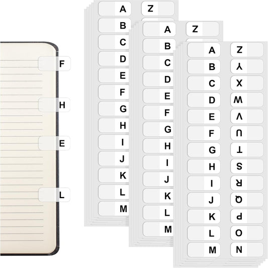 390 Pcs Multicolor Alphabet Index Tabs, A-Z Sticky Tabs, Colored Alphabetical Tab Indexes, Self-Adhesive Page-Tab, Transparent Permanent Alphabetical Tab for Notebook, Textbook, Dictionary