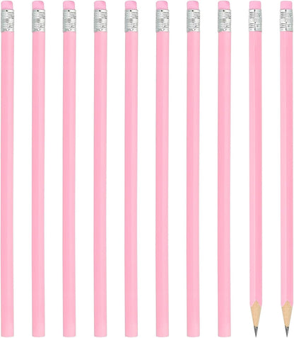 PATIKIL Round Pencils, 24 Pack HB Graphite Pencils with Eraser Wood Pencils Cute Pencil for Classroom Teacher Office Supplies, Pink