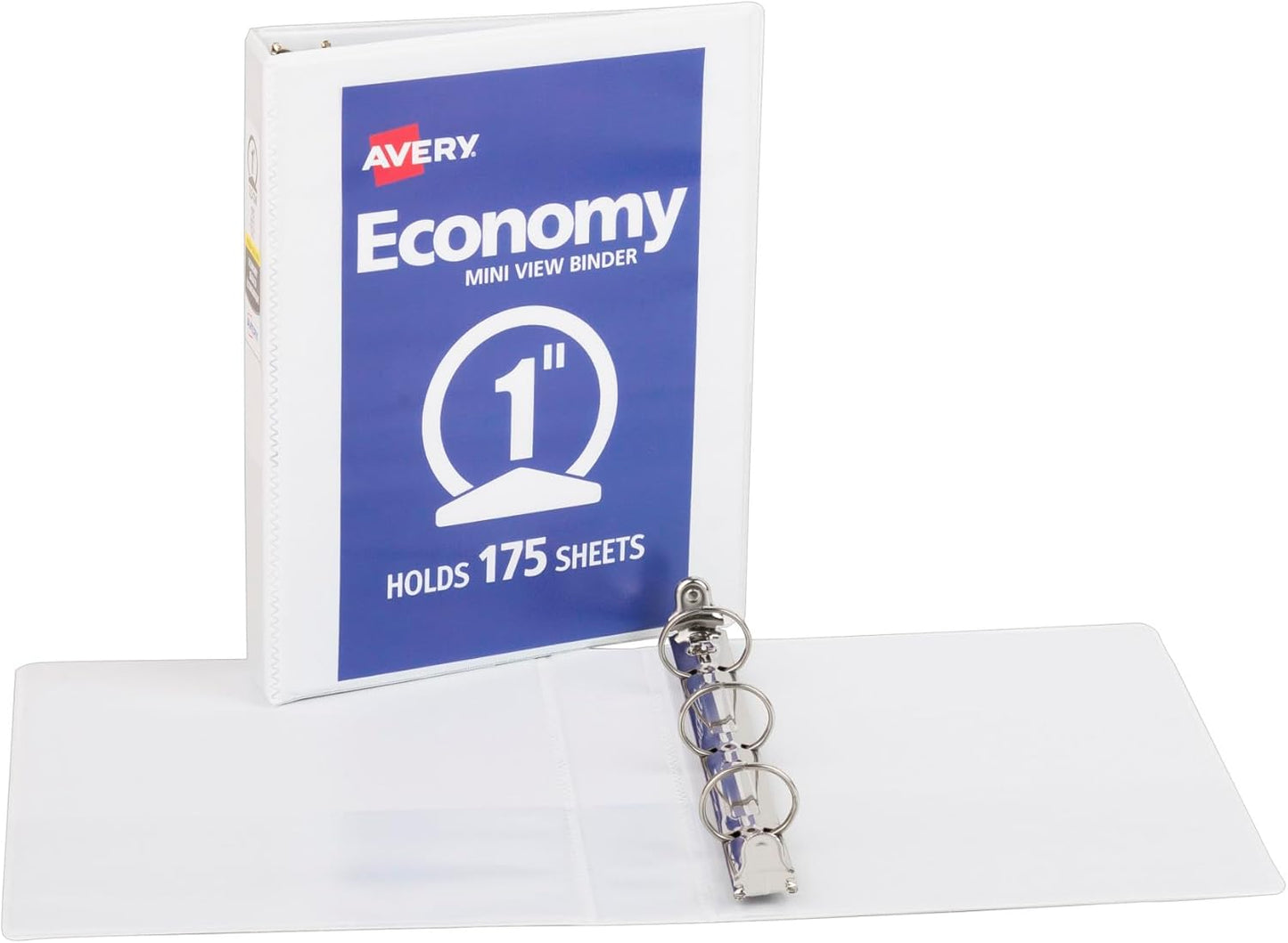 Avery Standard View Mini 3 Ring Binder, 1" Round Rings, 175-Sheet Capacity, 1.4 Inch Wide Spine, 1 White Binder, Ideal for Lightweight Organization and Occasional Referencing (05806)