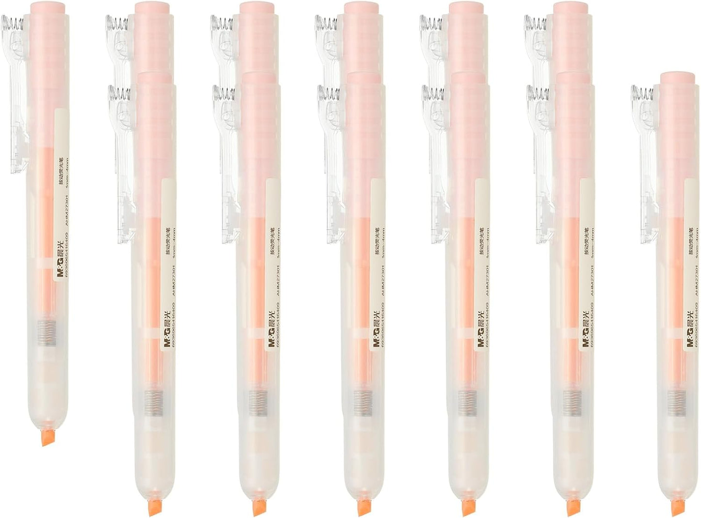 M&G Orange Highlighters, 12 Pack Retractable Neon Highlighters with Clear View, No Bleeds, Bright Markers for Books
