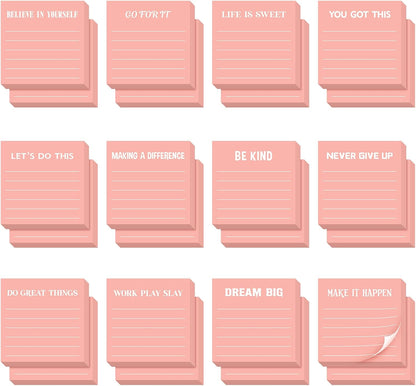 Yinder 48 Pcs Inspirational Sticky Notes Cute Motivational Sticky Notes Pad End of Year Employee Appreciation Gifts Bulk for Teacher Nurse Coworkers Office Supplies 3 x 3'' (Thank You,Dark Color)
