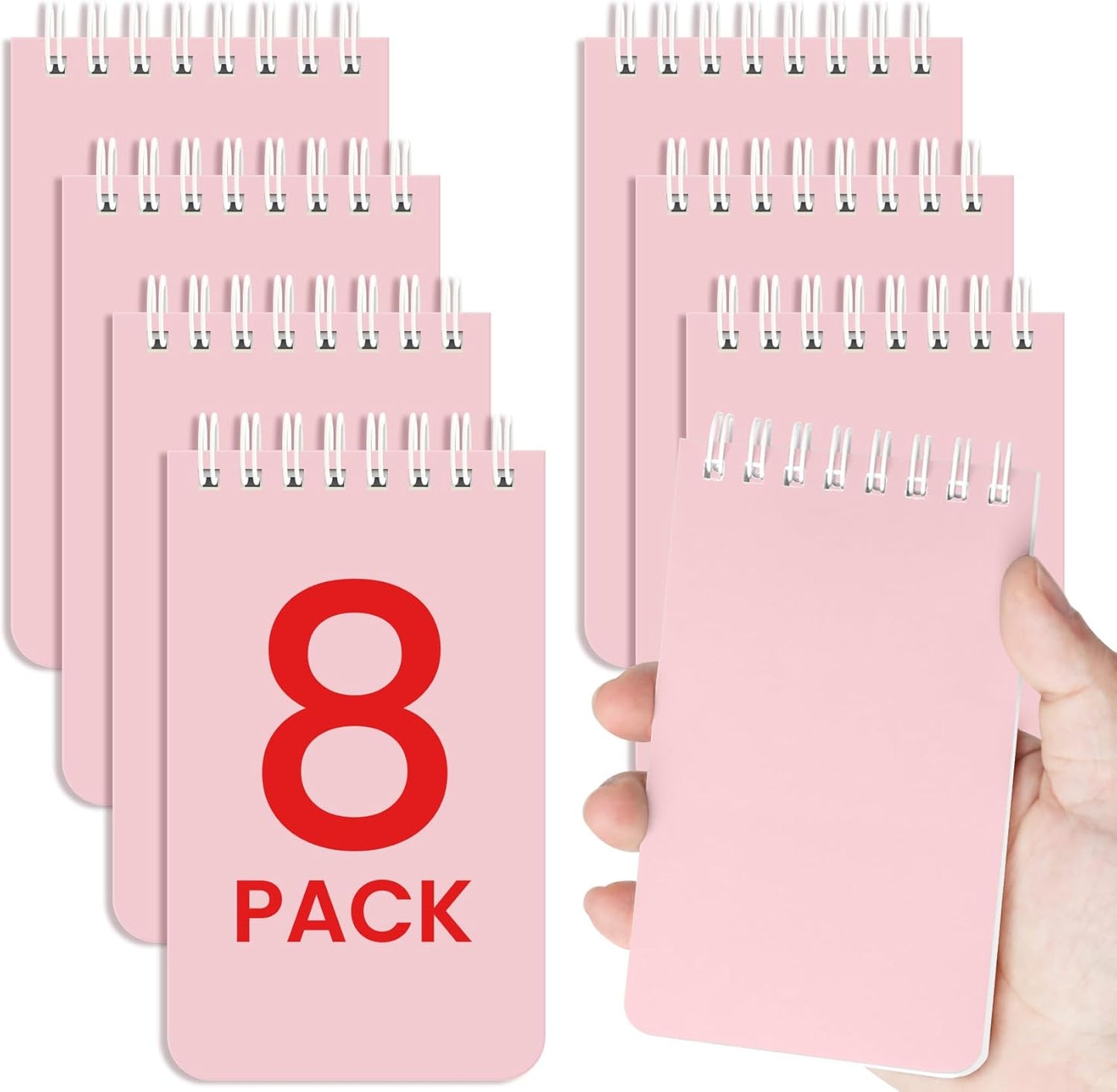 Taja Pocket Small Notebook 3" x 5", Set of 8 Mini Little Spiral Notebook, Nursing Notepad, Perfect for Work, School, Office, Nurse, Travel - Neutral