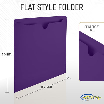 Black File Jackets, Flat-No Expansion, Letter Size, Reinforced Straight-Cut Tab, 10 Pack