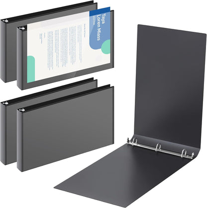 8 Pcs 11 x 17 Inches View Binders 1 Inch 3 Rings Heavy Duty View D Ring Binders Economy Holds 11" x 17" Paper for Artwork Blueprints, Office, Home, Work Places (Black)