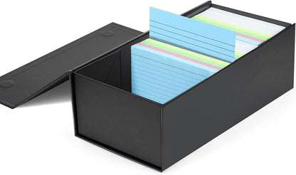 Harhana 3x5 Index Card Holder Card File Box Organizer, Hold 1200 3x5-Inch Flash Cards 1 Pack Black