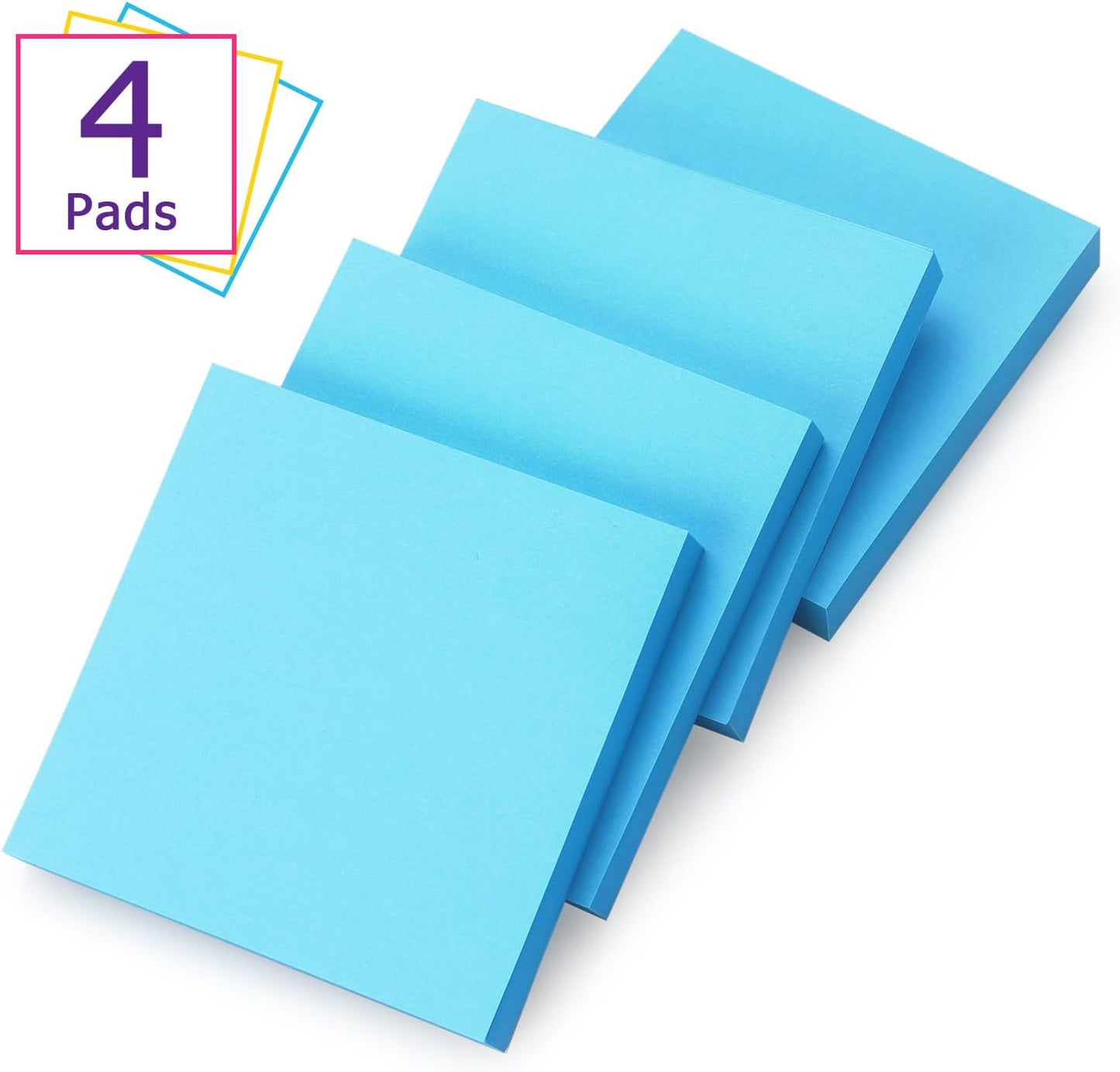 Sticky Notes 3x3 Self-Stick Notes Bright Colors Sticky Notes 4 Pads 100 Sheets/Pad (Yellow)