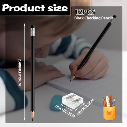 12 PCS Green Pencils with Eraser, Pre-Sharpened HB Pencils for Writing & Drawing, School Supplies for Kids Homework, Tests, Art Crafts & Teacher Grading (Green)