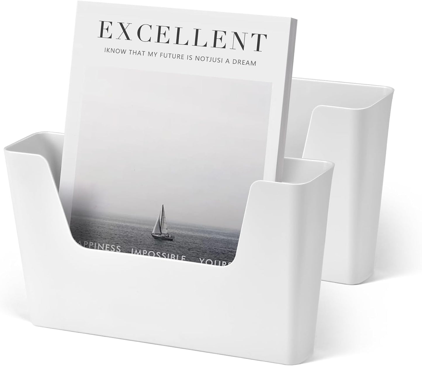 YOHOM No Drilling File Holder Wall Mails Magazines Organizer Adhesive Door Mount, Single Pocket(WHITE, 1 PCS)
