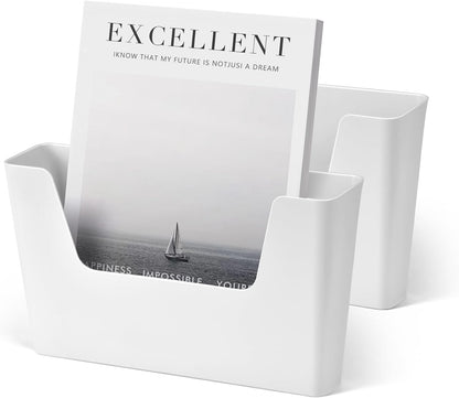 YOHOM No Drilling File Holder Wall Mails Magazines Organizer Adhesive Door Mount, Single Pocket(WHITE, 1 PCS)