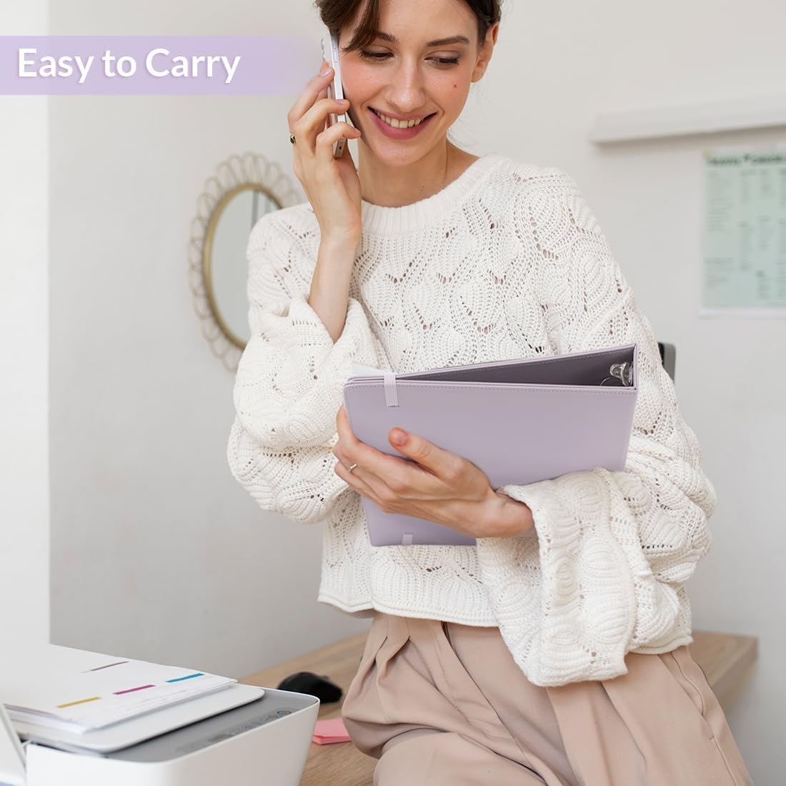 SKYDUE 3 Ring Binder with Clipboard,1 Inch Binder, 13.2" × 10.2" PU Clipboard Binder with Notepad & 5 Dividers with 5 Pockets, Labels, Clipboard Folder Great for School Office(Fit Letter Sized Paper)