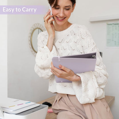 SKYDUE 3 Ring Binder with Clipboard,1 Inch Binder, 13.2" × 10.2" PU Clipboard Binder with Notepad & 5 Dividers with 5 Pockets, Labels, Clipboard Folder Great for School Office(Fit Letter Sized Paper)