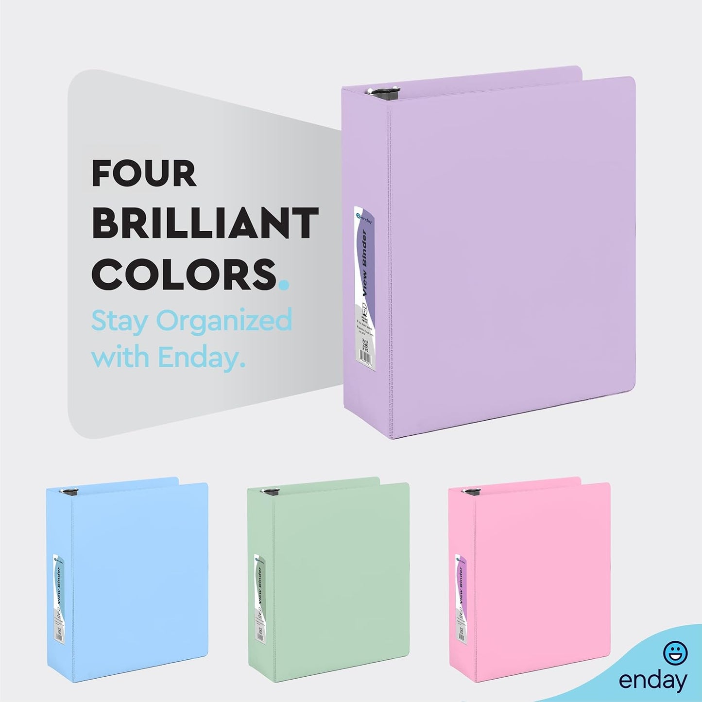 Enday 1.5 Inch Binder, Green - 1.5 Inch 3 Ring Binder, Round Ring Pastel with Clear View Cover for Letter Size 8.5 x 11'' Paper & 2 Inside Pockets, Ideal for School Supplies, Office, and Home