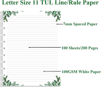 Stationery Lined Paper, Letter Size Unpunched Ruled Filler Paper, 100Sheets/200Pages Loose-Leaf Line, 100gsm, 8.5'' x 11'', Leaf