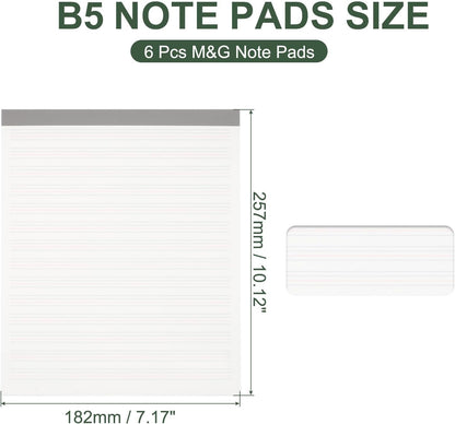 M&G 7x10 Note Pads, 6 Pack B5 Legal Pads 70 Sheets Notepads Writing Pad Graph Grid Chinese Memo Paper Tablet Kraft Cover for Work Writing Note Taking Chinese