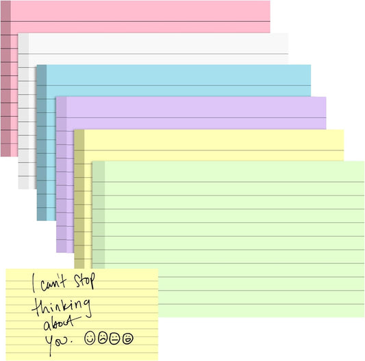 300 Count 3x5 Inch Colored Ruled Index Cards Durable Note Cards with Ruled Lines Flash Cards for School College Office Home Study To Do List Organization