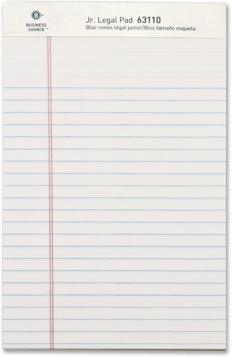 Business Source Micro-Perforated Legal Ruled Pads, Canary Paper, 8-1/2"x11-3/4" (63105) - Pack of 12
