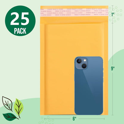 Fuxury Kraft Bubble Mailer 4x8” 50Pack Padded Envelopes Usable Size 4x7" Strong Adhesion Thick Bubble Envelopes Waterproof Cushioned Bubble Mailers Packaging for Small Business #000 Yellow