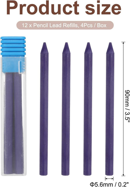 PATIKIL 12Pcs 5.6mm 2B Carpenter Pencil Lead Refills, Solid Dry Pencil Refills Break Resistant Lead Refill for Mechanical Carpenter Pencil Construction Pencils Art Drafting, Blue