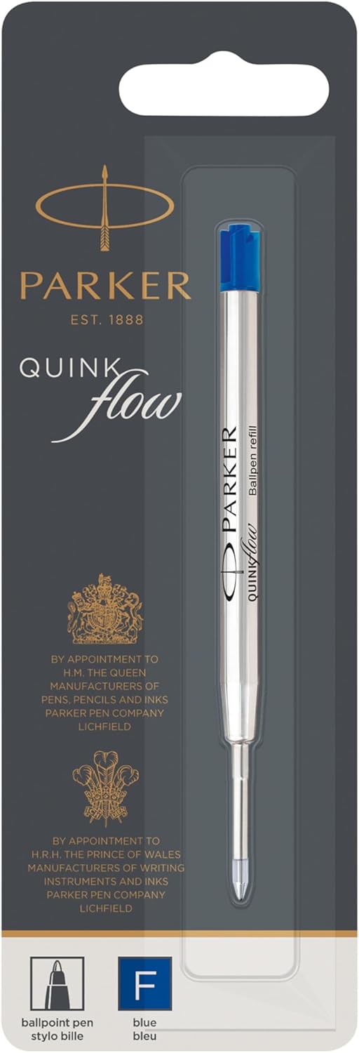 PARKER QUINKflow Ballpoint Pen Ink Refill, Fine Tip, Blue