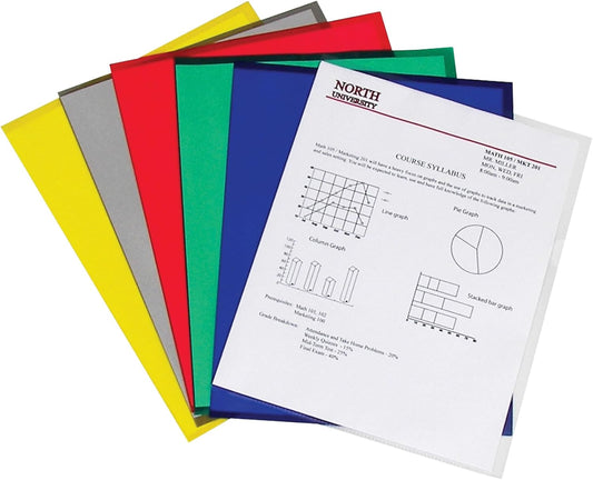 C-Line Colored Project Folders, Heavyweight Poly, Holds Materials up to 8.5 x 11 Inches, Assorted Colors, 25 per Box (62130), Letter Size